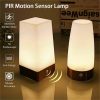 Smart Lighting |   Wholesale Wireless PIR Motion Sensor LED Night Light Battery Operated Table Lamp Smart Bedside Lamp For Home Decor Bedroom Bathroom round LED Lighting Round