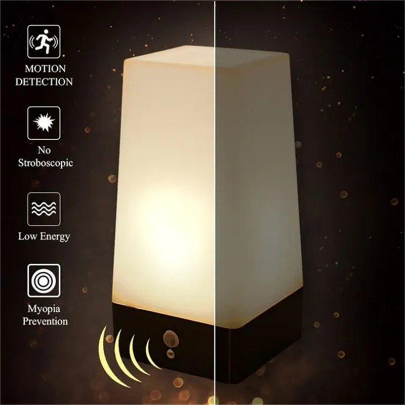 Smart Lighting |   Wholesale Wireless PIR Motion Sensor LED Night Light Battery Operated Table Lamp Smart Bedside Lamp For Home Decor Bedroom Bathroom square LED Lighting Smart Lighting