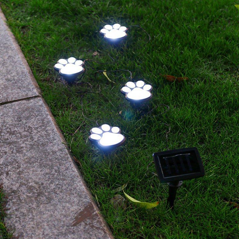 Solar Lights |   Wholesale 1 For 4 Solar String Light Intelligent Light Sensitive System Waterproof Bear Claw Footprint Shape For Outdoor Christmas Decoration warm light LED Lighting Solar Lights