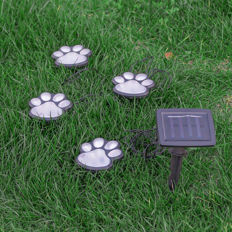 Solar Lights |   Wholesale 1 For 4 Solar String Light Intelligent Light Sensitive System Waterproof Bear Claw Footprint Shape For Outdoor Christmas Decoration warm light LED Lighting Solar Lights