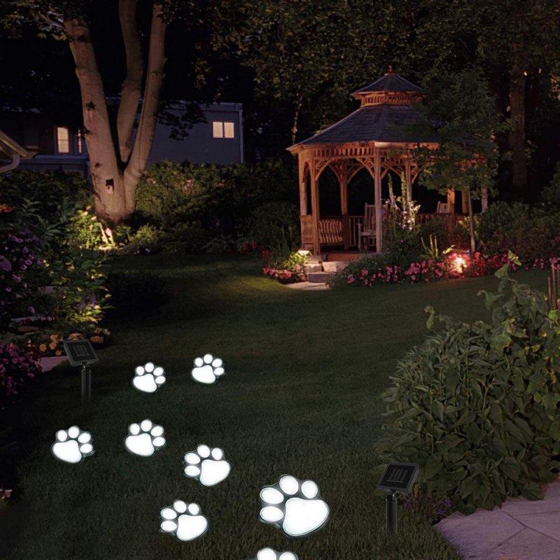 Solar Lights |   Wholesale 1 For 4 Solar String Light Intelligent Light Sensitive System Waterproof Bear Claw Footprint Shape For Outdoor Christmas Decoration warm light LED Lighting Solar Lights