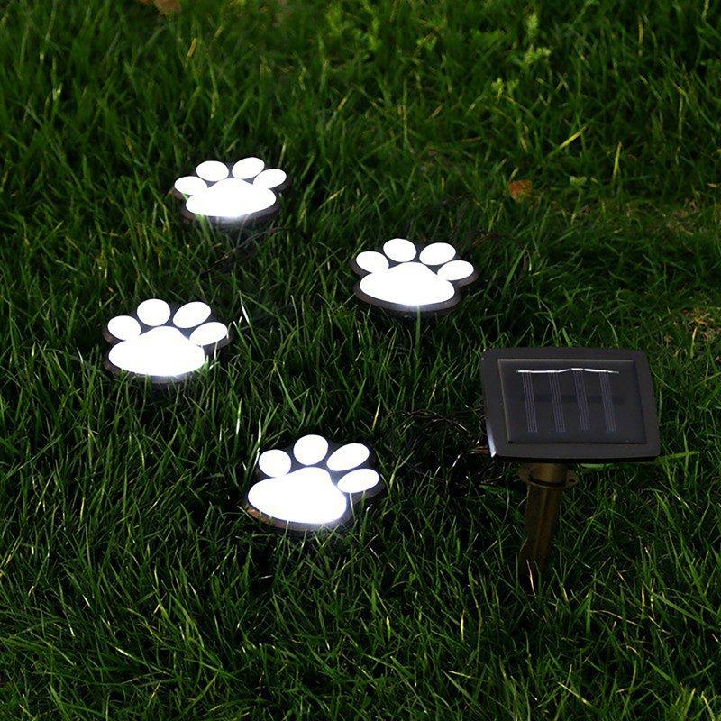 Solar Lights |   Wholesale 1 For 4 Solar String Light Intelligent Light Sensitive System Waterproof Bear Claw Footprint Shape For Outdoor Christmas Decoration white light LED Lighting Solar Lights