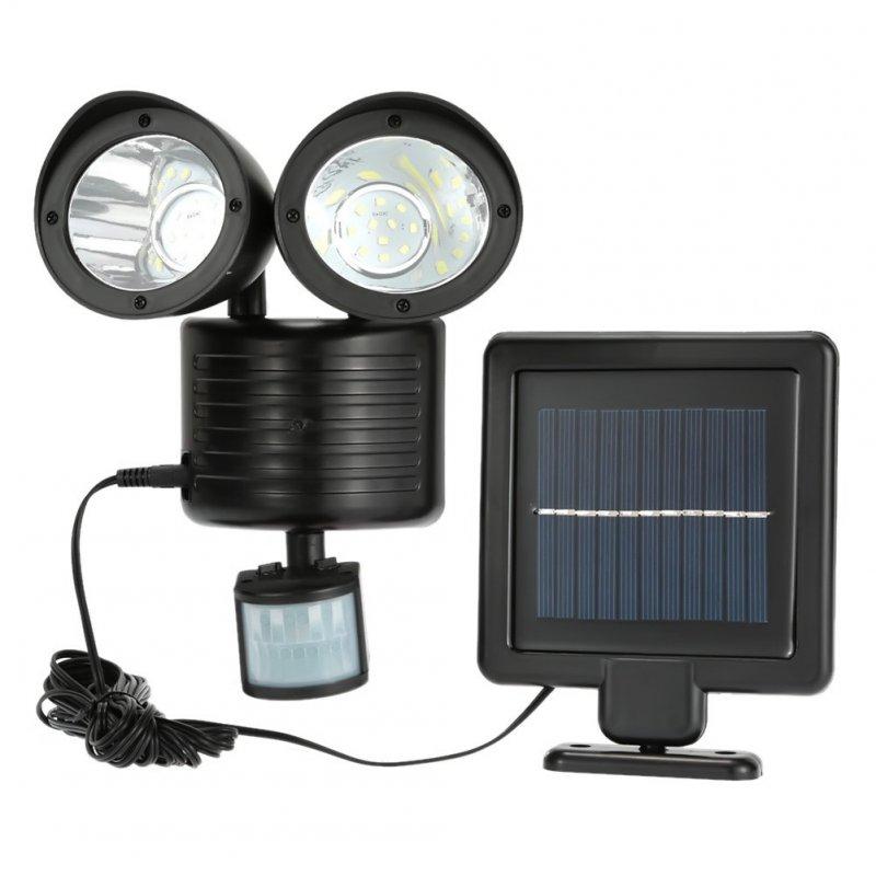 Solar Lights |   Wholesale 22LEDs Waterproof Dual Head Solar Human Body Induction Spotlight for Outdoor Courtyard Corridor Garden Garage black LED Lighting Black