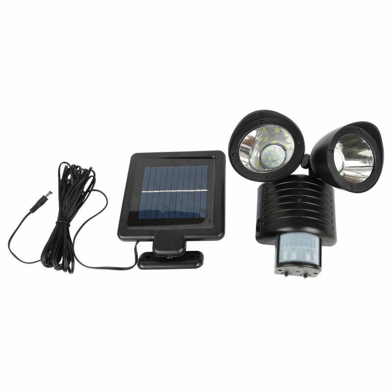 Solar Lights |   Wholesale 22LEDs Waterproof Dual Head Solar Human Body Induction Spotlight for Outdoor Courtyard Corridor Garden Garage black LED Lighting Black