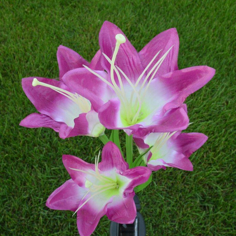 Solar Lights |   Wholesale 2PCS 4-head Solar-powered LED Lily Lawn Light with Colourful Light Waterproof Light Sensor Lamp Festival Yard Decoration Pink + purple LED Lighting Pink + purple