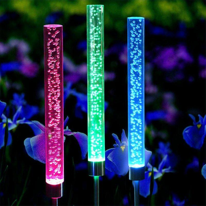 Solar Lights |   Wholesale 2Pcs LED Solor Lawn Lamp Colorful Outdoor Waterproof Acrylic Bubble Tube Light Colorful LED Lighting Colorful