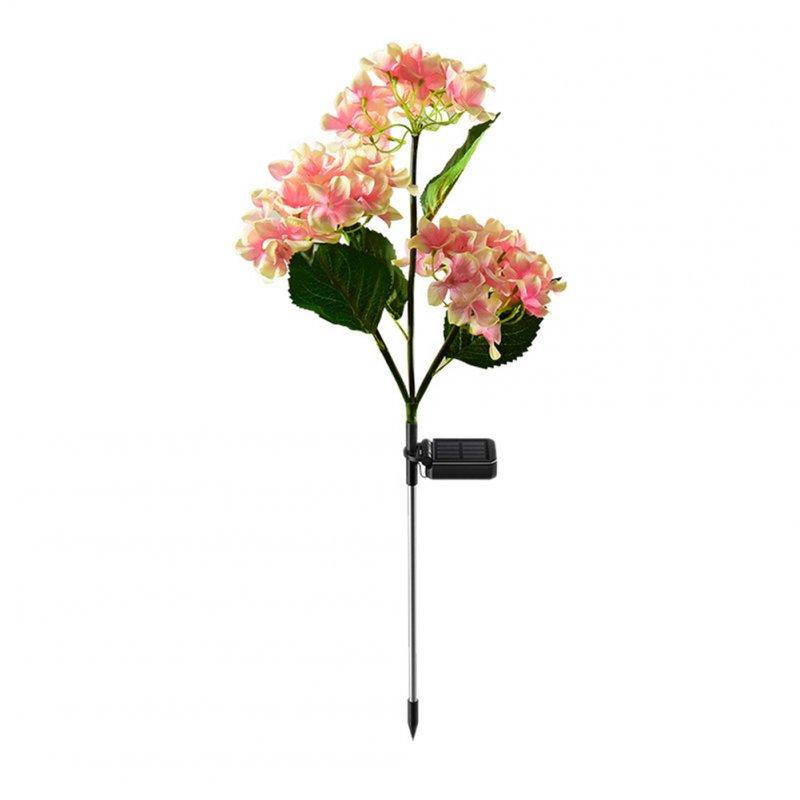 Solar Lights |   Wholesale 2pcs Solar Hydrangea Flower Light 3 Heads Lawn Lamps with Stake for Outdoor Garden Patio Country Decoration Pink LED Lighting Pink