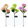 Solar Lights |   Wholesale 2pcs Solar Hydrangea Flower Light 3 Heads Lawn Lamps with Stake for Outdoor Garden Patio Country Decoration Pink LED Lighting Pink