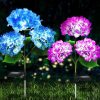 Solar Lights |   Wholesale 2pcs Solar Hydrangea Flower Light 3 Heads Lawn Lamps with Stake for Outdoor Garden Patio Country Decoration Pink LED Lighting Pink