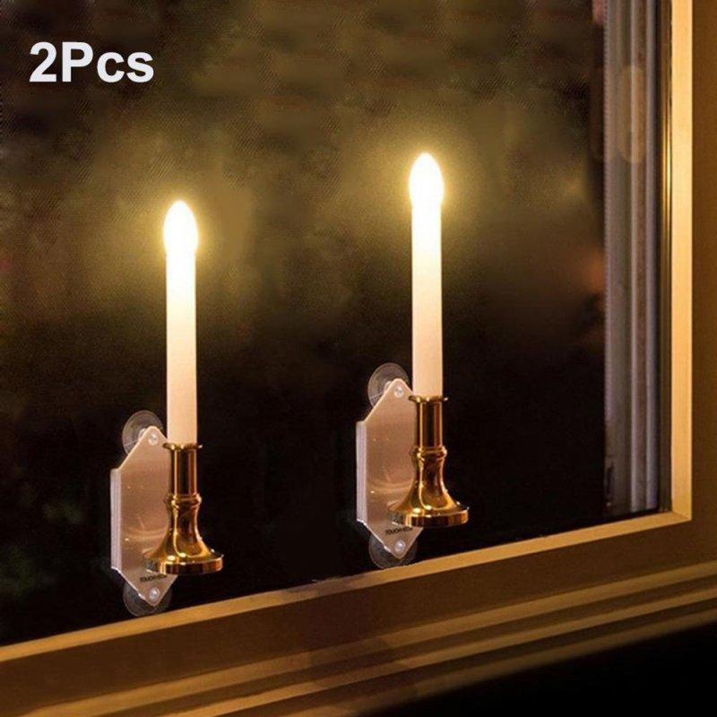 Solar Lights |   Wholesale 2pcs Solar Led Candle Light Waterproof Flameless Lamp With Suction Cups For Outdoor Indoor Window Decoration solar candle light LED Lighting Solar candle light