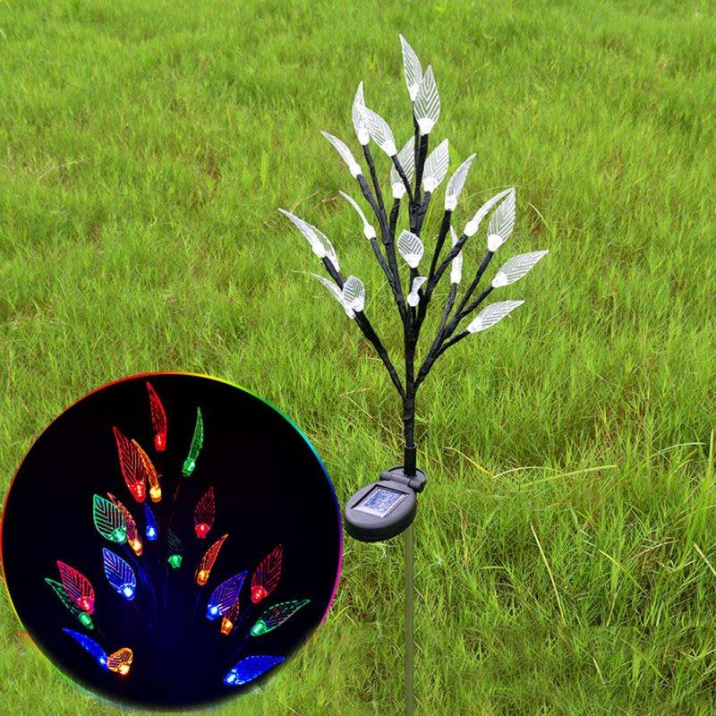 Solar Lights |   Wholesale 2Pcs Solar Powered Branch Leaves Light Lawn Lamp for Outdoor Garden Landscape colors LED Lighting Colors