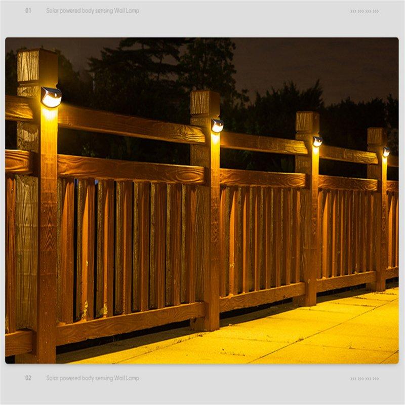 Solar Lights |   Wholesale 2v 200mah Solar Wall Light Outdoor Ip65 Waterproof Solar Lamp For Yard Patio Garden Pathway Porch Decor Black shell warm light LED Lighting Black shell warm light