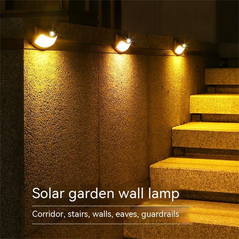 Solar Lights |   Wholesale 2v 200mah Solar Wall Light Outdoor Ip65 Waterproof Solar Lamp For Yard Patio Garden Pathway Porch Decor Black shell warm light LED Lighting Black shell warm light