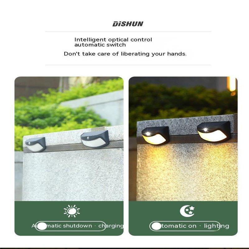 Solar Lights |   Wholesale 2v 200mah Solar Wall Light Outdoor Ip65 Waterproof Solar Lamp For Yard Patio Garden Pathway Porch Decor Black shell warm light LED Lighting Black shell warm light