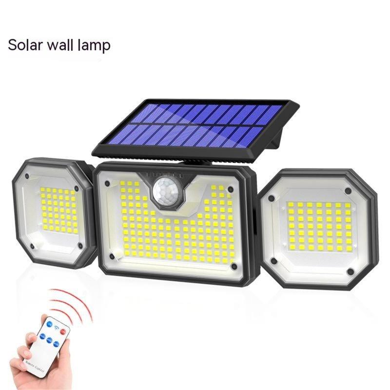 Solar Lights |   Wholesale 3-heads Solar Wall Lamp 3 Modes Outdoor Waterproof Human Body Induction Garden Lights With Solar Panel TG-TY05131 Three heads LED Lighting Solar Lights