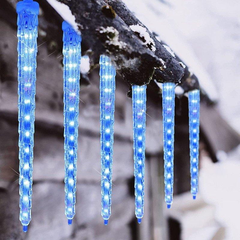 Solar Lights |   Wholesale 30CM Led Icicle Pick Light Set Of 8 IP65 Waterproof Meteor Shower Rain Light Garland Ice String Light For Christmas Decorations blue 220V EU plug LED Lighting Blue + 220V EU plug