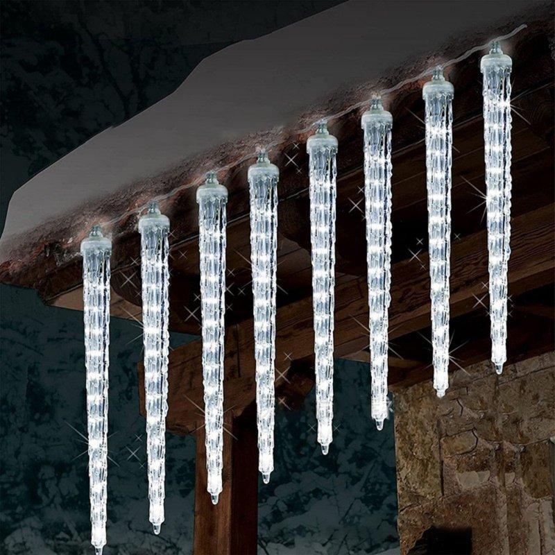 Solar Lights |   Wholesale 30CM Led Icicle Pick Light Set Of 8 IP65 Waterproof Meteor Shower Rain Light Garland Ice String Light For Christmas Decorations white 110V US plug LED Lighting Solar Lights