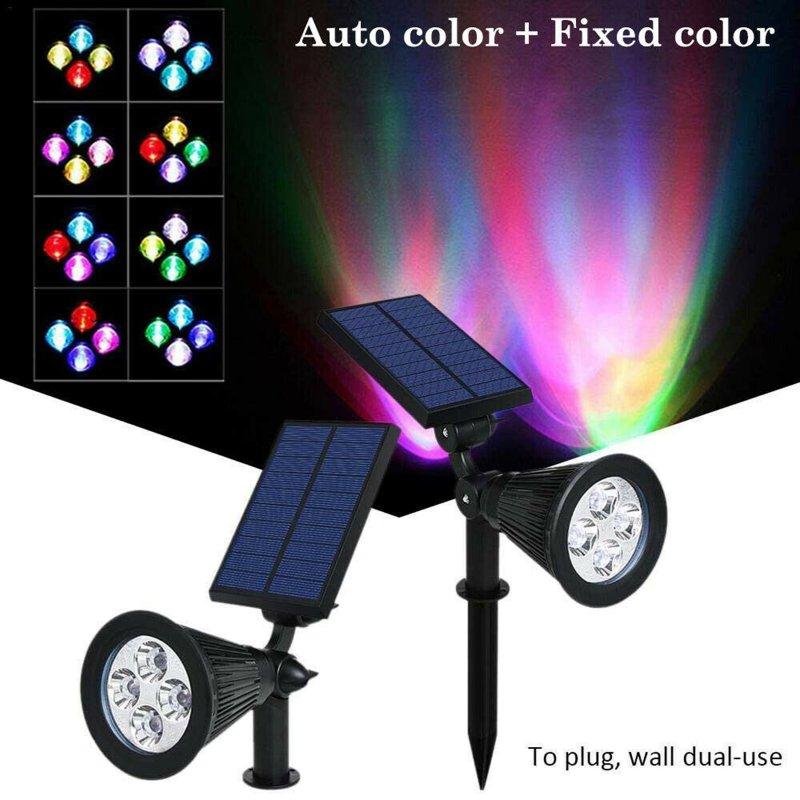 Solar Lights |   Wholesale 4 Led Solar Rgb Spot Lights Color Changing Ip65 Waterproof Super Bright Outdoor Garden Landscape Wall Lamp 4LED spotlight LED Lighting 4LED spotlight