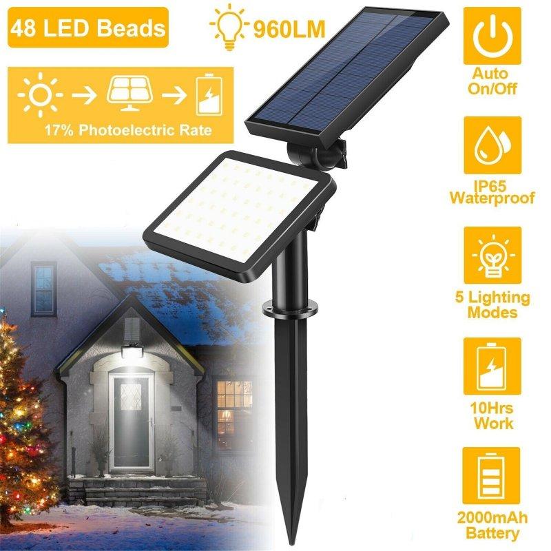 Solar Lights |   Wholesale 48 Led Solar Spotlights 5 Modes Ip65 Waterproof Landscape Lamps For Outdoor Garden Lawn Patio Pathway white light LED Lighting Solar Lights