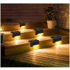 Solar Lights |   Wholesale 4pcs LED Solar Stairs Lights Outdoor Waterproof Garden Pathway Courtyard Patio Steps Fence Lamps Black warm light LED Lighting Black + Warm light