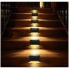 Solar Lights |   Wholesale 4pcs LED Solar Stairs Lights Outdoor Waterproof Garden Pathway Courtyard Patio Steps Fence Lamps Black warm light LED Lighting Black + Warm light