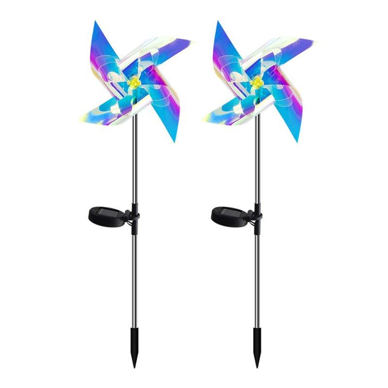 Solar Lights |   Wholesale 66CM Solar Windmill Lights With 2V120MA Solar Panel IP65 Waterproof Energy Saving Auto On/off Outdoor Courtyard Lawn Lamp 2pcs LED Lighting 2pcs