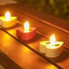 Solar Lights |   Wholesale 6Pcs Led Solar Candles Lamp With Intelligent Light Control IP65 Waterproof 3D Floating Tea Candles Light Night Light For Wedding Garden Balcony Party 【White Shell】 LED Lighting Solar Lights