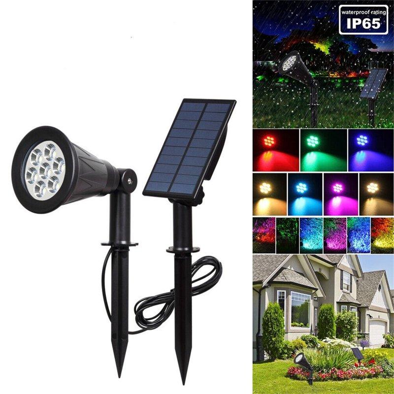 Solar Lights |   Wholesale 7led Solar Spot Lights Built In 2200mah Lithium Battery Outdoor Colorful Rgb Garden Lawn Landscape Lamp LED Lighting 7LED colorful gradient