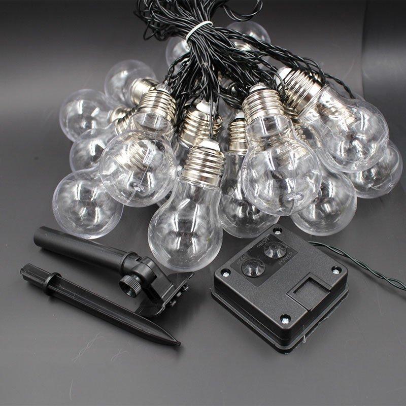 Solar Lights |   Wholesale LED Solar Powered Ball Bulb String Lights Light Sensor Lamp Garden Yard Home Party Decoration Transparent shell Warm white light_4M10 light LED Lighting Solar Lights