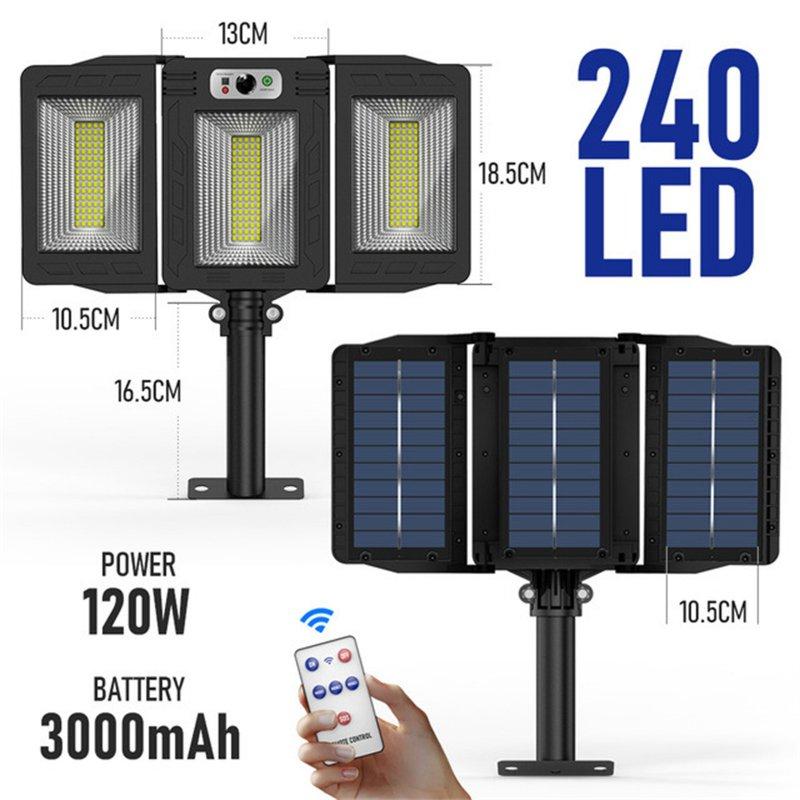 Solar Lights |   Wholesale Led Solar Street Light 240/384/648/675led 3 Head Motion Sensor 270 Wide Angle Ip65 Waterproof Remote Control Wall Lamp W785-4 LED Lighting Solar Lights