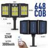 Solar Lights |   Wholesale Led Solar Street Light 3 Head Motion Sensor 270 Wide Angle Ip65 Waterproof Remote Control Wall Lamp W786-3（COB） LED Lighting Solar Lights