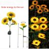 Solar Lights |   Wholesale Led Solar Sunflower Lights Ip65 Waterproof Outdoor Landscape Lamp For Courtyard/villa/garden Decor three heads LED Lighting Solar Lights