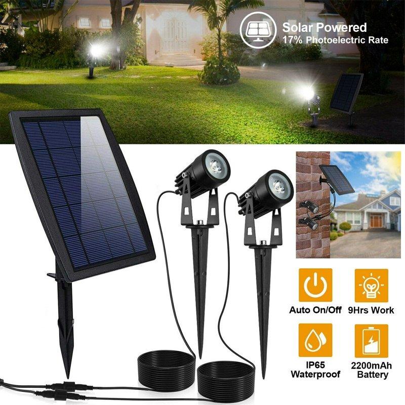 Solar Lights |   Wholesale Led Twin Solar Spot Lights 1000lm Ip65 Waterproof Super Bright Automatic On Off Landscape Lighting Lamp Spotlight – double head LED Lighting Solar Lights