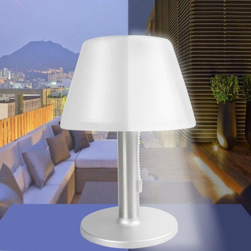 Solar Lights |   Wholesale LED Waterproof Stainless Steel Solar Powered Table Lamp Basic Desk Lamp for Bedroom Outdoor  white light LED Lighting Solar Lights