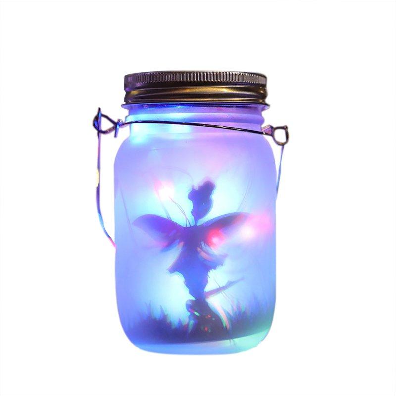 Solar Lights |   Wholesale Mason Jar Solar Lamp With 2V80MAH Solar Panel IP65 Waterproof Hanging Light Outdoor Christmas Wedding Birthday Party Garden Decor color frosted LED Lighting Color frosted