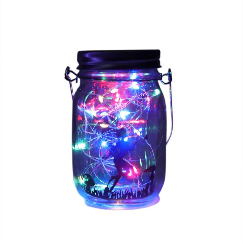 Solar Lights |   Wholesale Mason Jar Solar Lamp With 2V80MAH Solar Panel IP65 Waterproof Hanging Light Outdoor Christmas Wedding Birthday Party Garden Decor color transparent LED Lighting Color transparent