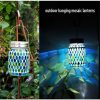 Solar Lights |   Wholesale Mosaic Solar Lanterns Outdoor Hanging Lights Solar Table Lamps Cool Color Mosaic Glass Lights For Garden Pathway Cylindrical blue LED Lighting Cylindrical blue