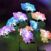 Solar Lights |   Wholesale Outdoor Garden Solar LED Lights 3-Head Hydrangea Rose Flower Waterproof Stake Lights For Pathway Garden Backyard Lawn Decor blue LED Lighting Blue