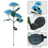 Solar Lights |   Wholesale Outdoor Garden Solar LED Lights 3-Head Hydrangea Rose Flower Waterproof Stake Lights For Pathway Garden Backyard Lawn Decor blue LED Lighting Blue