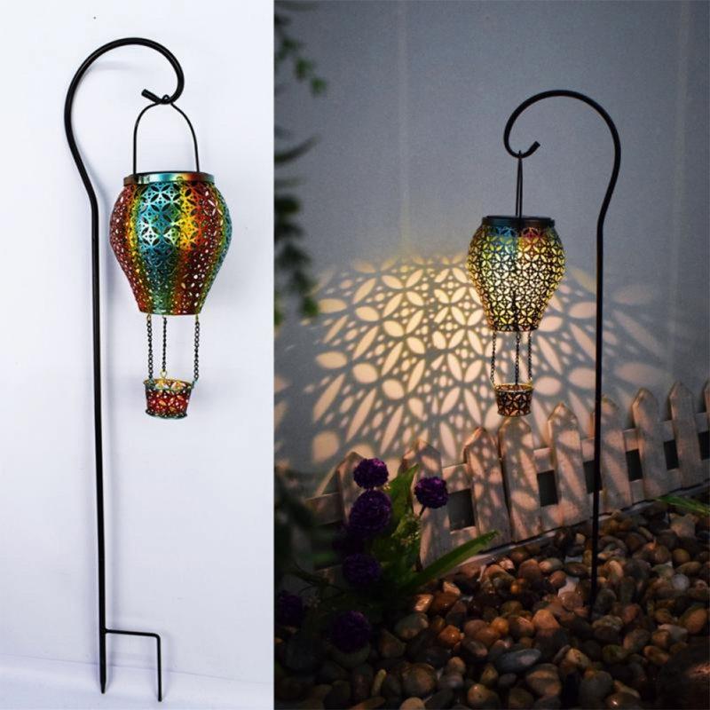 Solar Lights |   Wholesale Outdoor Solar Led Garden Lamp Hollow Hot Air Balloon Lanterns Landscape Buried Lamps Colorful LED Lighting Colorful