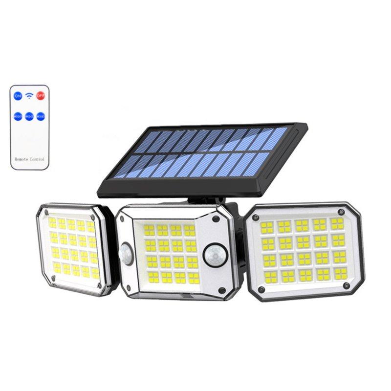 Solar Lights |   Wholesale Outdoor Solar Lights with Remote Control 3 Lighting Modes IP65 Waterproof Motion Sensor Wall Light 3 Head 224led LED Lighting Solar Lights