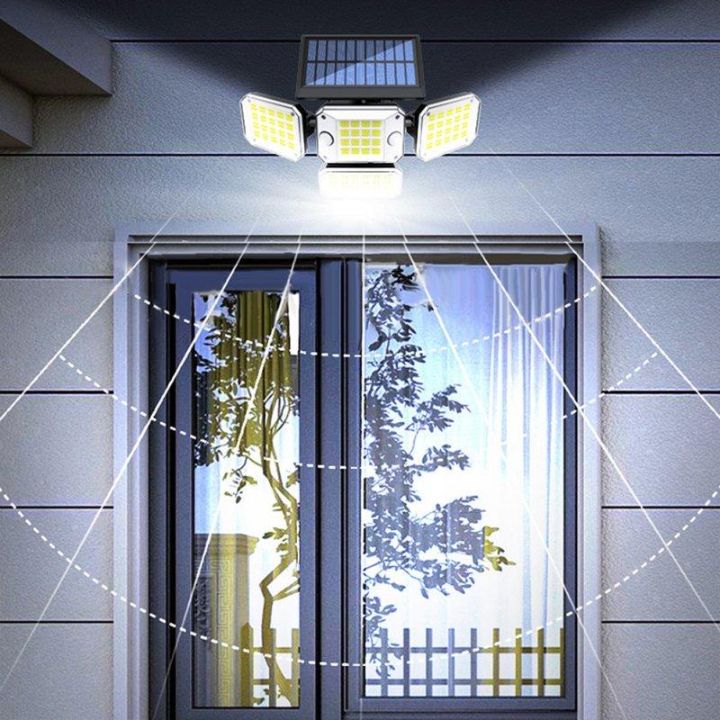 Solar Lights |   Wholesale Outdoor Solar Lights with Remote Control 3 Lighting Modes IP65 Waterproof Motion Sensor Wall Light 4 Head Split 296led LED Lighting Four head split 296LED