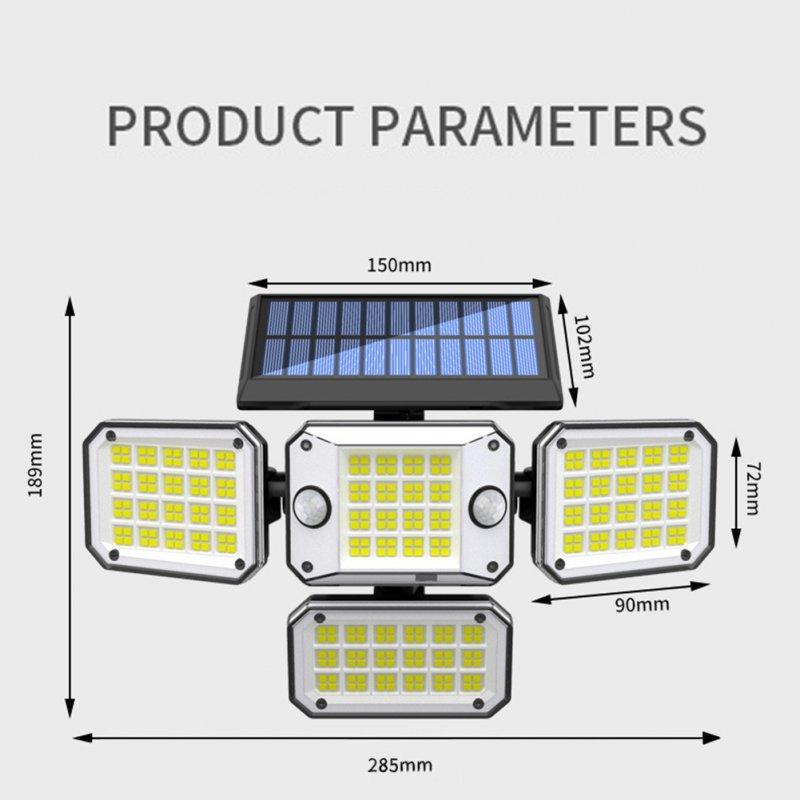 Solar Lights |   Wholesale Outdoor Solar Lights with Remote Control 3 Lighting Modes IP65 Waterproof Motion Sensor Wall Light 4 Head Split 296led LED Lighting Four head split 296LED