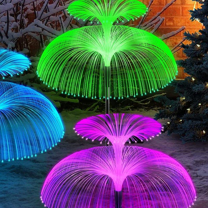 Solar Lights |   Wholesale Solar Jellyfish Light 7 Colors Changing Outdoor Waterproof Garden Lights Led Fiber Optic Lamps For Lawn Patio Doublejellyfish 2pcs LED Lighting Doublejellyfish 2pcs