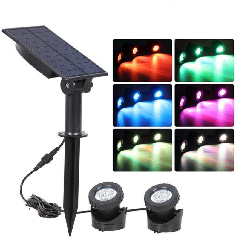 Solar Lights |   Wholesale Solar Led Spotlight 2000mah Lithium Battery Outdoor Rgb Colorful Garden Pool Pond Underwater Lamps 1 for 2 LED Lighting 1 for 2