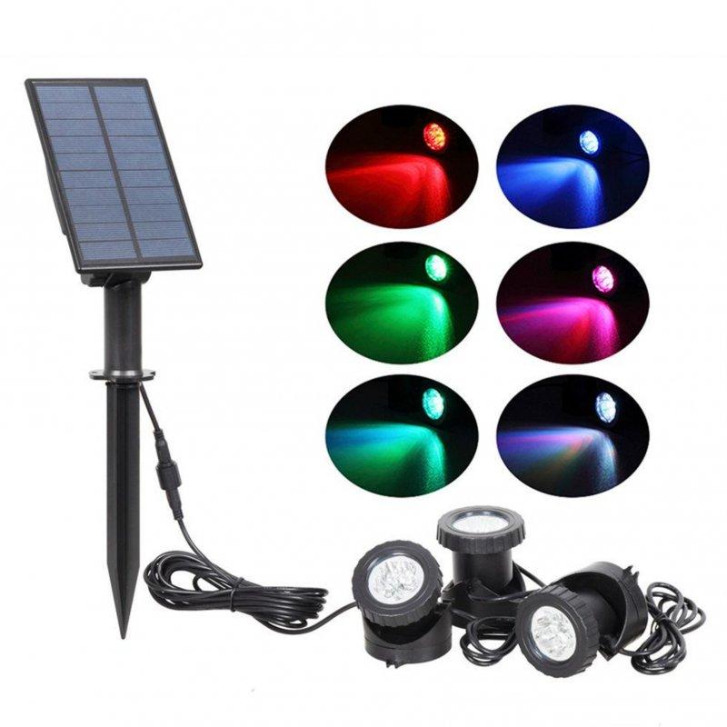 Solar Lights |   Wholesale Solar Led Spotlight 2000mah Lithium Battery Outdoor Rgb Colorful Garden Pool Pond Underwater Lamps 1 for 3 LED Lighting 1 for 3