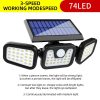 Solar Lights |   Wholesale Solar Lights Outdoor Waterproof, 3 Head Solar Motion Sensor Lights, 270° Wide Angle Illumination Wall Light With 3 Modes, 74LED Security LED Flood Light 3-head square 74LED LED Lighting 3-head square 74LED