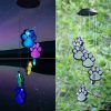 Solar Lights |   Wholesale Solar Paw Print Wind Chime Light IP65 Waterproof Outdoor Wind Chimes Garden Lawn Yard Decor Gifts For Pet Lover Black shell 6 lamp holders LED Lighting Black shell 6 lamp holders