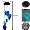 Solar Lights |   Wholesale Solar Paw Print Wind Chime Light IP65 Waterproof Outdoor Wind Chimes Garden Lawn Yard Decor Gifts For Pet Lover Black shell 6 lamp holders LED Lighting Black shell 6 lamp holders