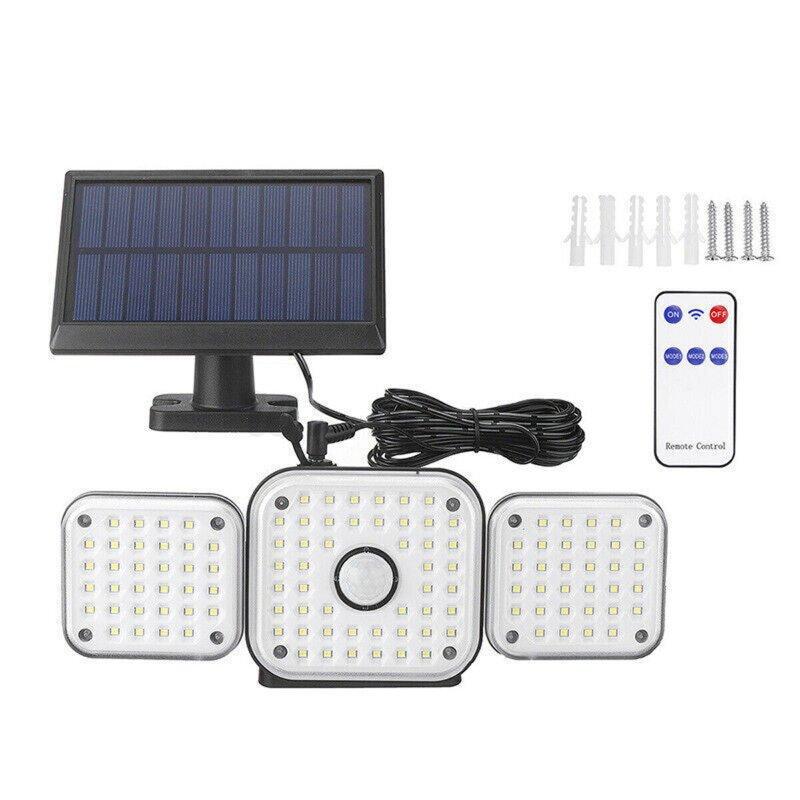 Solar Lights |   Wholesale Solar Powered 112led Wall Lamps 280000lm Outdoor Motion Sensor Flood Light TG-TY05121 3 head LED Lighting Solar Lights